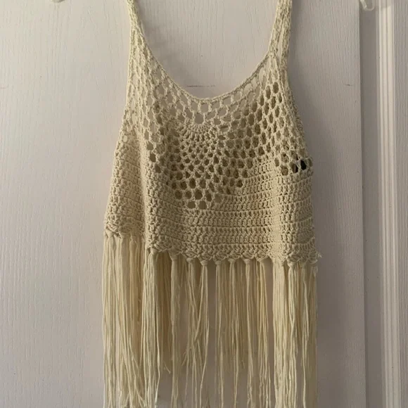 Anthropologie Ivory Crochet Knit Top - Picture 1 of 2